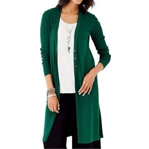J.Jill |‎ Emerald Green Ribbed Viridian Cardigan